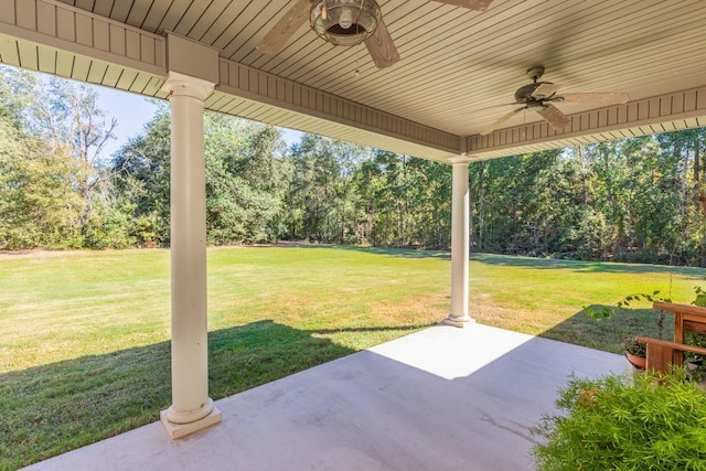 view of patio with ceiling fan