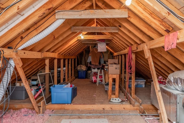 view of unfinished attic