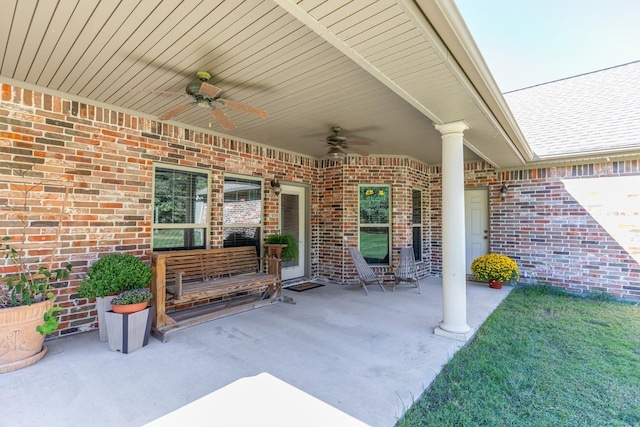 view of patio / terrace with ceiling fan