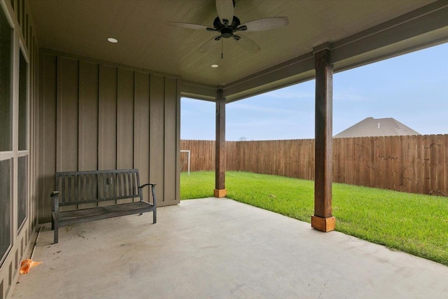 view of patio / terrace with ceiling fan