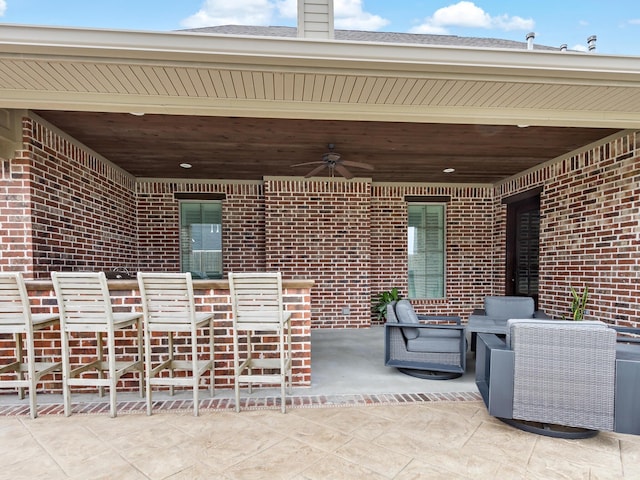 view of patio / terrace with ceiling fan