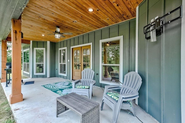 4801 Candlewick Dr, Orange, TX 77630 - view of patio featuring ceiling fan and french doors
