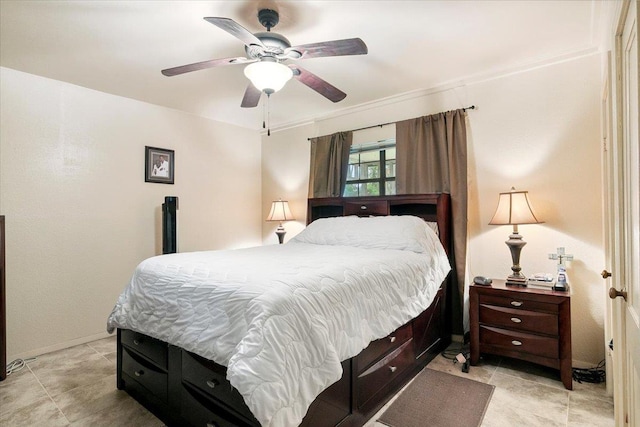 bedroom featuring ceiling fan