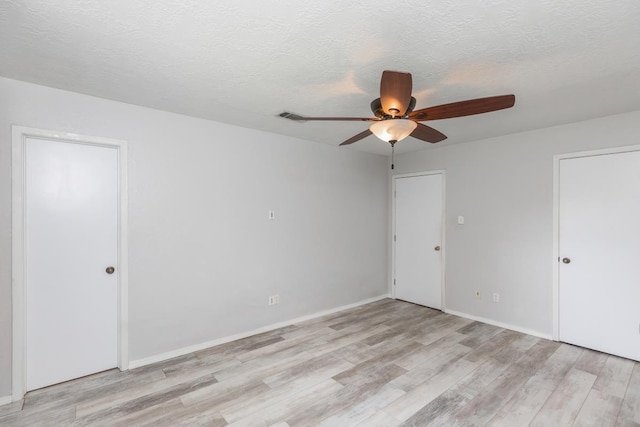 5780 Kristin Ln, Beaumont, TX 77713 - unfurnished bedroom featuring light wood-style flooring, a textured ceiling, and a ceiling fan