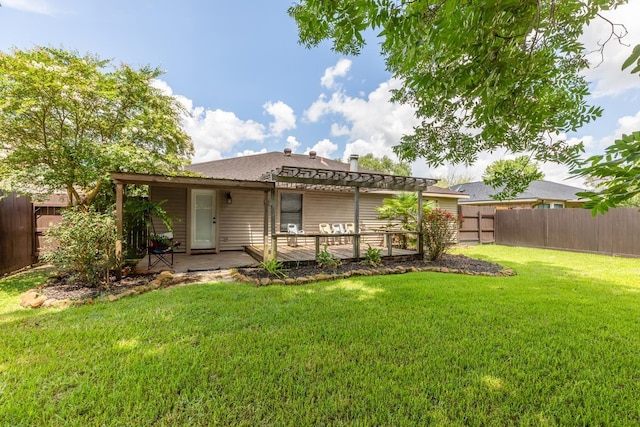 5780 Kristin Ln, Beaumont, TX 77713 - rear view of property with a pergola, a fenced backyard, and a deck
