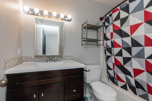 5780 Kristin Ln, Beaumont, TX 77713 - bathroom with vanity, shower / tub combo with curtain, and tasteful backsplash