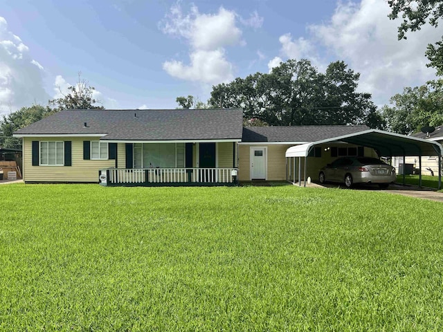3265 N Willowood Ln, Beaumont, TX 77703 - single story home featuring a front yard, a carport, and a shingled roof