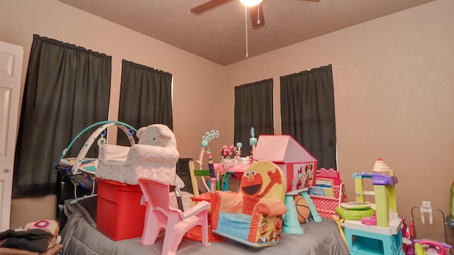 game room featuring a ceiling fan