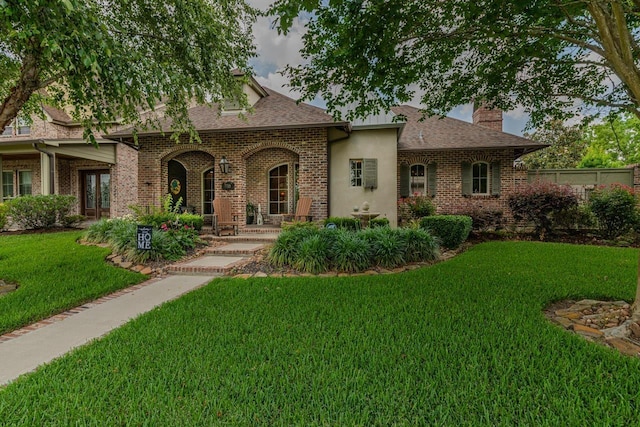 7705 Savannah St, Beaumont, TX 77707 - view of front facade with a chimney, roof with shingles, and brick siding