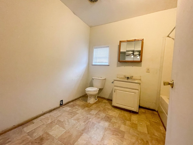 full bathroom with shower / bathing tub combination, vanity, and toilet