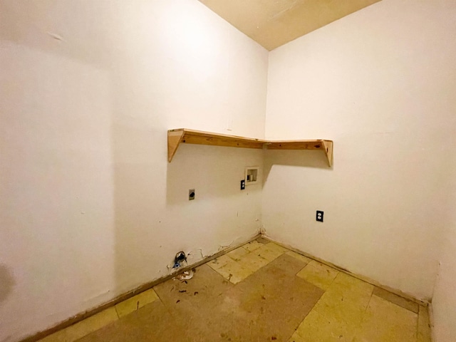 clothes washing area with hookup for an electric dryer and washer hookup