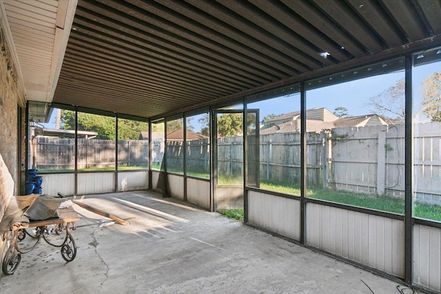 view of unfurnished sunroom