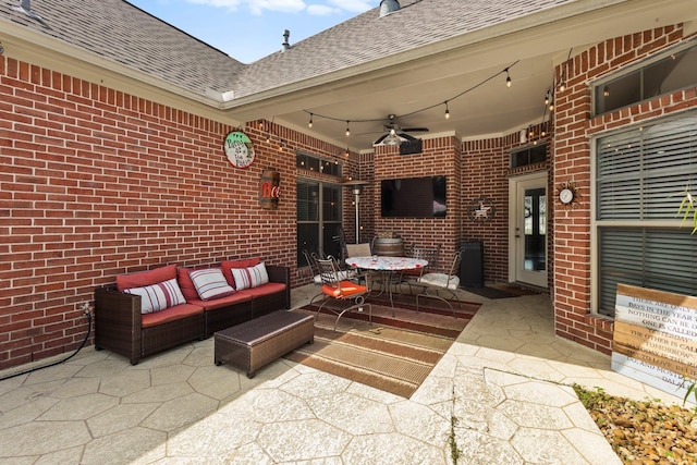7675 Myrtle Beach Dr, Beaumont, TX 77707 - view of patio featuring a ceiling fan, an outdoor living space, and outdoor dining space