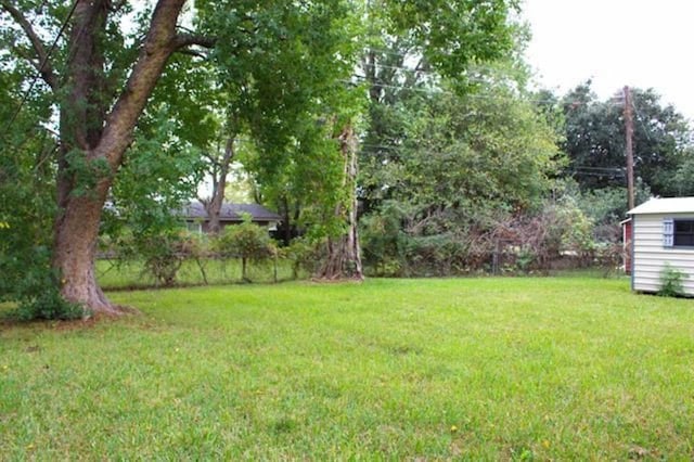 view of yard featuring an outdoor structure