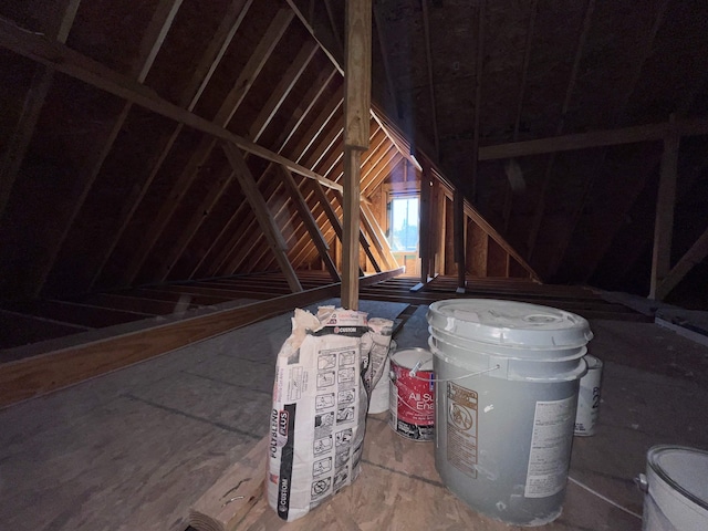 view of unfinished attic