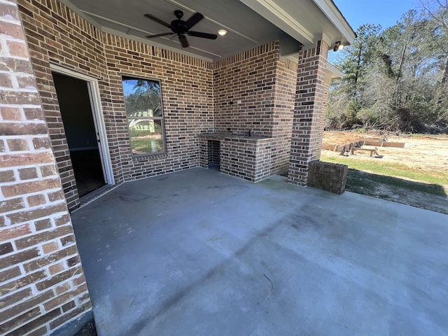 view of patio / terrace with ceiling fan