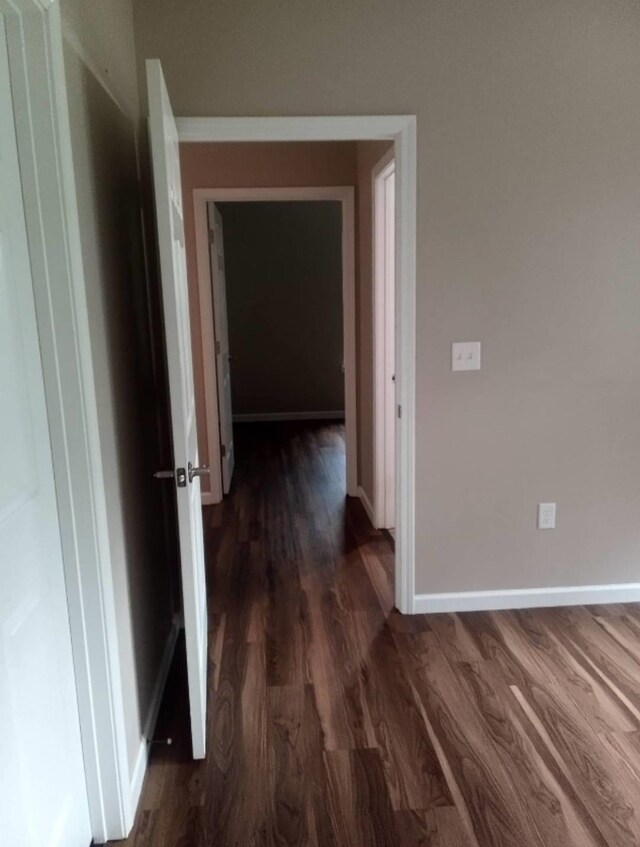 hallway featuring dark hardwood / wood-style flooring