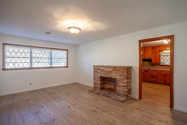 living room featuring a fireplace and light hardwood / wood-style flooring