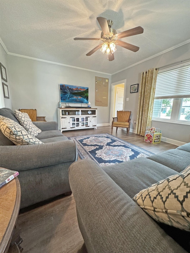 330 Avenue E Ave E, Port Neches, TX 77651 - living area with ceiling fan, ornamental molding, and wood finished floors