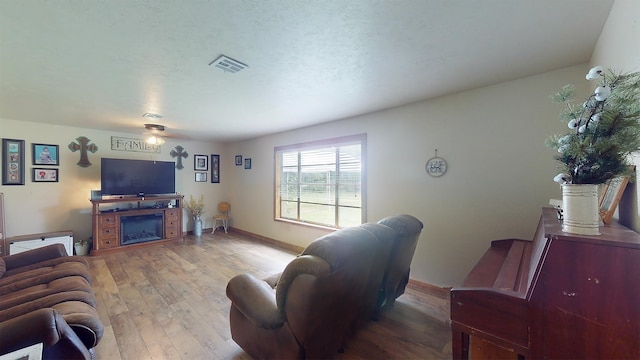 living room with hardwood / wood-style floors