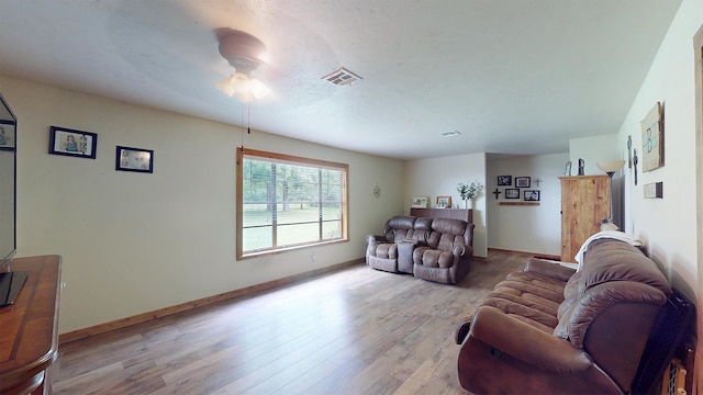 living room featuring light wood-type flooring