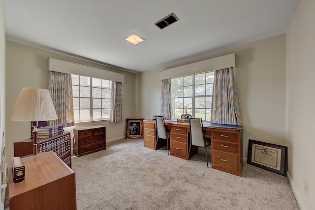 office featuring light colored carpet