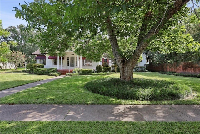 2621 Evergreen Dr, Port Arthur, TX 77642 - view of property hidden behind natural elements with french doors and a front lawn