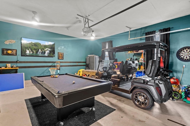 220 Idylwild Dr, Sour Lake, TX 77659 - playroom with a garage, pool table, and concrete flooring