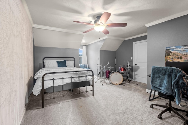 220 Idylwild Dr, Sour Lake, TX 77659 - bedroom featuring crown molding, ceiling fan, and carpet flooring
