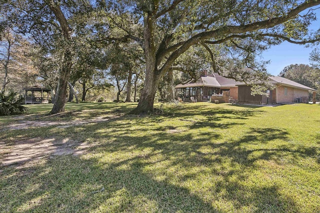 view of yard with a gazebo