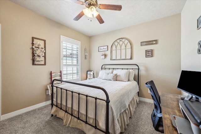 3113 Labrador Ln, Port Neches, TX 77651 - bedroom with baseboards, ceiling fan, and carpet flooring