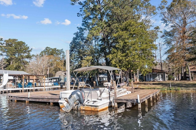 dock area featuring a water view