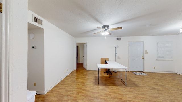 1005 Black Walnut Ln, Jasper, TX 75951 - interior space with baseboards, ceiling fan, visible vents, and light wood-style flooring