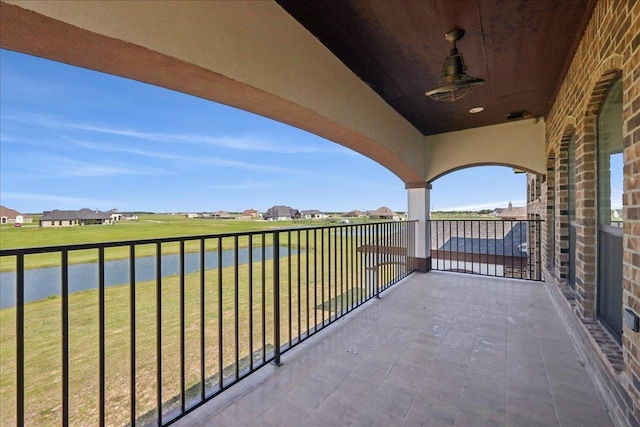 3730 Loblolly Trl, Beaumont, TX 77713 - balcony featuring a water view and ceiling fan