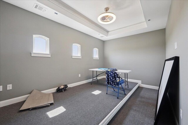 3730 Loblolly Trl, Beaumont, TX 77713 - unfurnished office with carpet floors, a raised ceiling, and baseboards