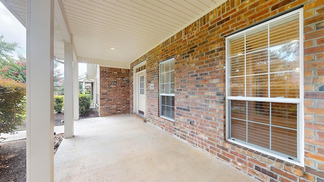 view of patio featuring a porch