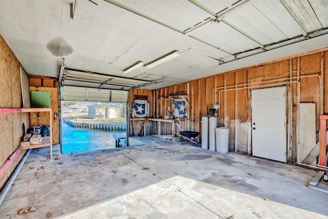 garage with an indoor pool