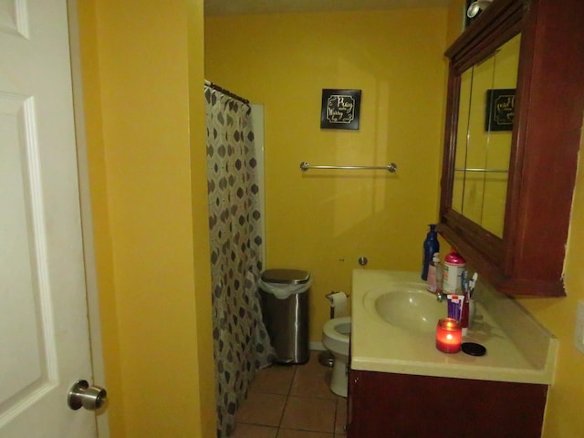 5055 Sunbury Dr, Beaumont, TX 77707 - bathroom featuring vanity, tile patterned flooring, and a shower with shower curtain