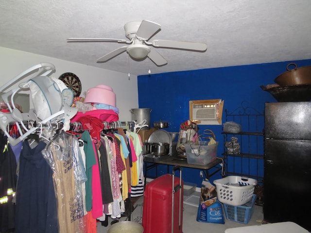 5055 Sunbury Dr, Beaumont, TX 77707 - interior space with freestanding refrigerator and ceiling fan