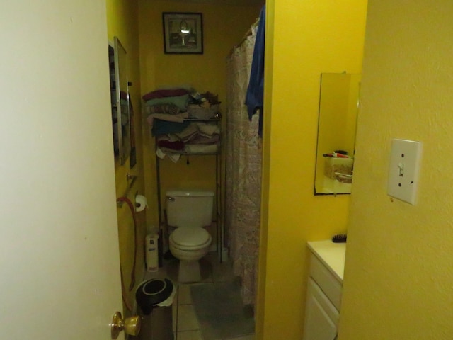 5055 Sunbury Dr, Beaumont, TX 77707 - full bathroom with vanity, tile patterned flooring, and a shower with shower curtain