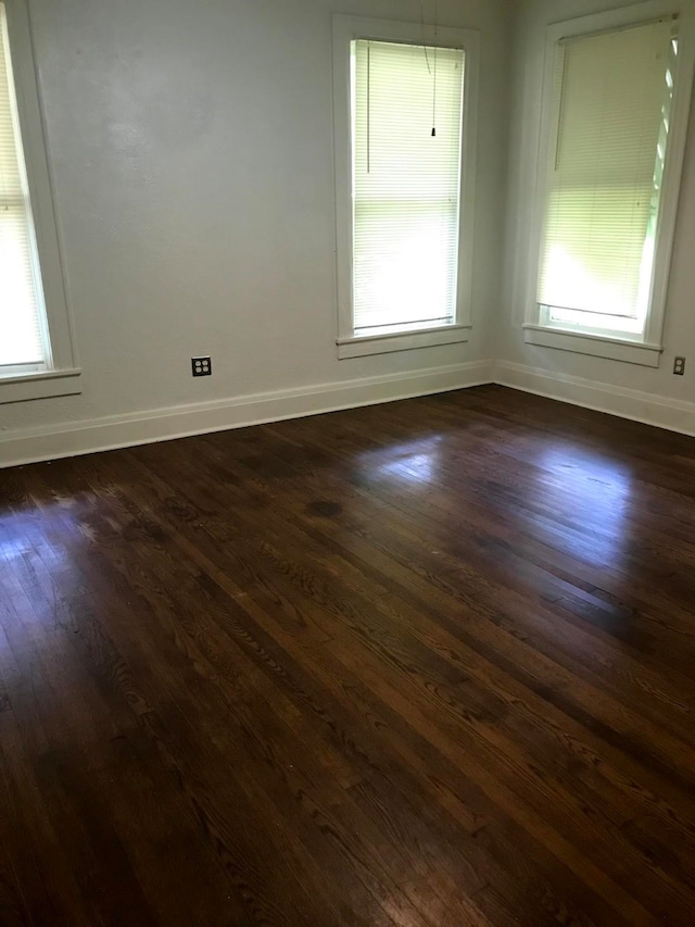 empty room featuring dark wood-type flooring