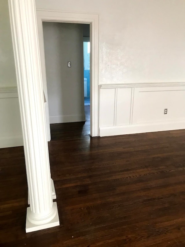 interior space with dark hardwood / wood-style flooring