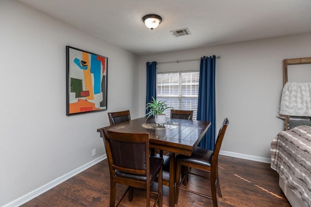 dining space featuring dark wood-type flooring