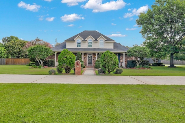 view of front of home with a front lawn