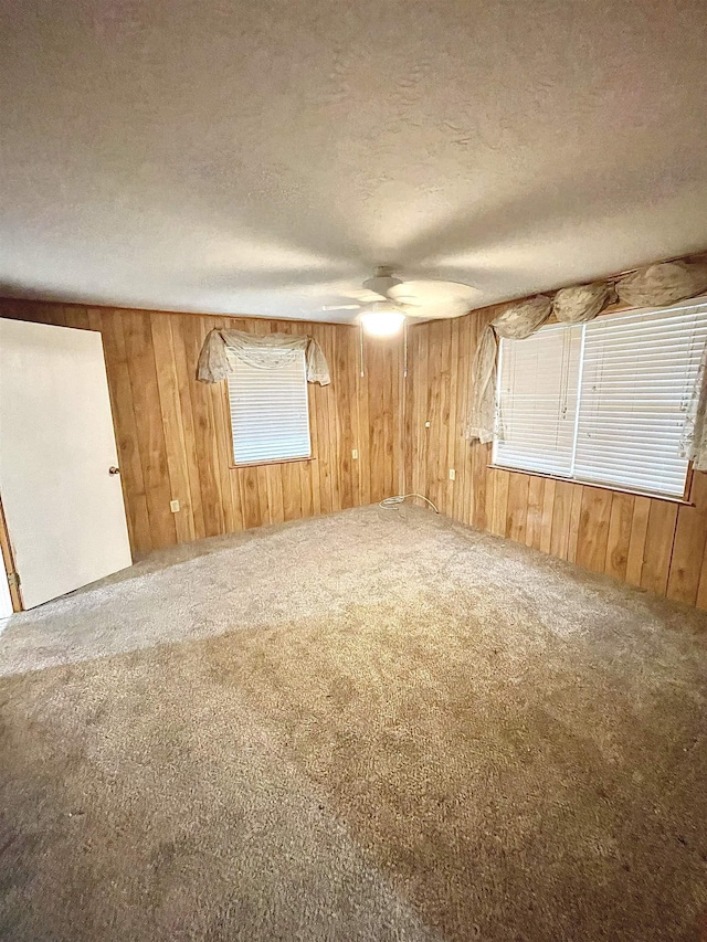 carpeted spare room featuring plenty of natural light and a textured ceiling