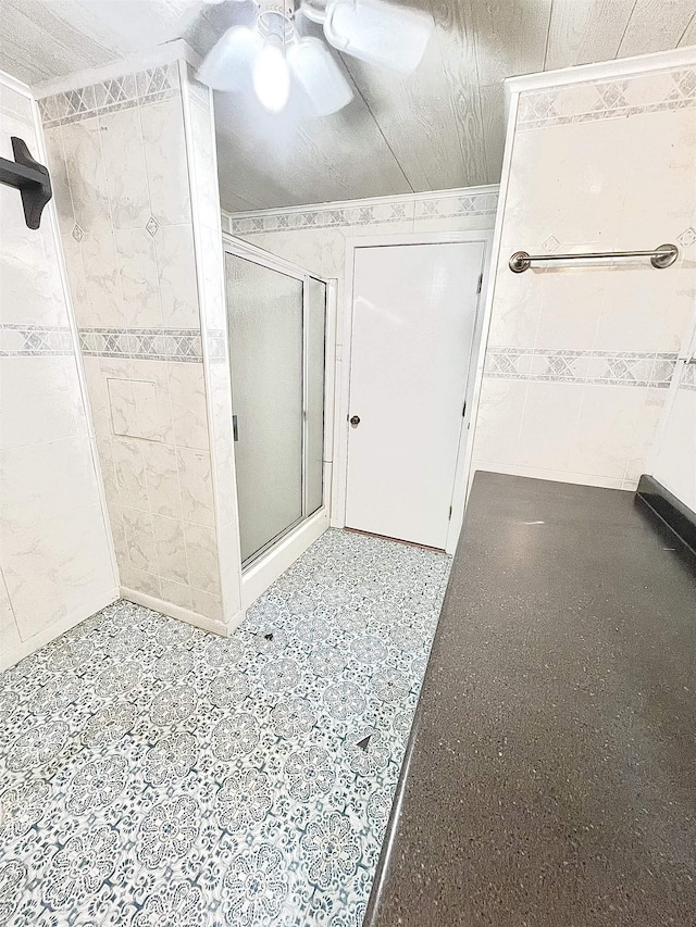 bathroom featuring walk in shower