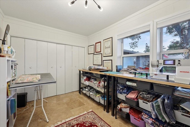 5775 Clinton St, Beaumont, TX 77706 - office with a textured ceiling and ornamental molding