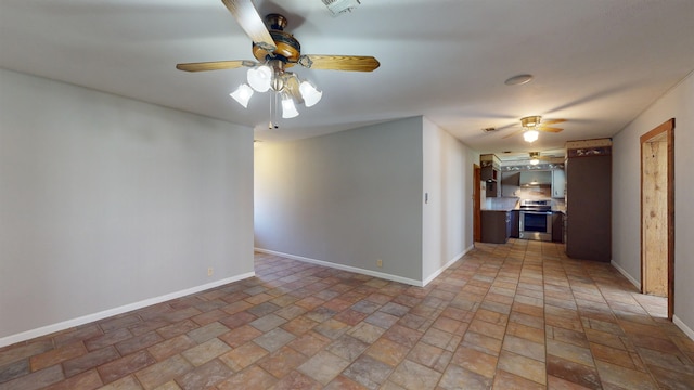 spare room featuring ceiling fan