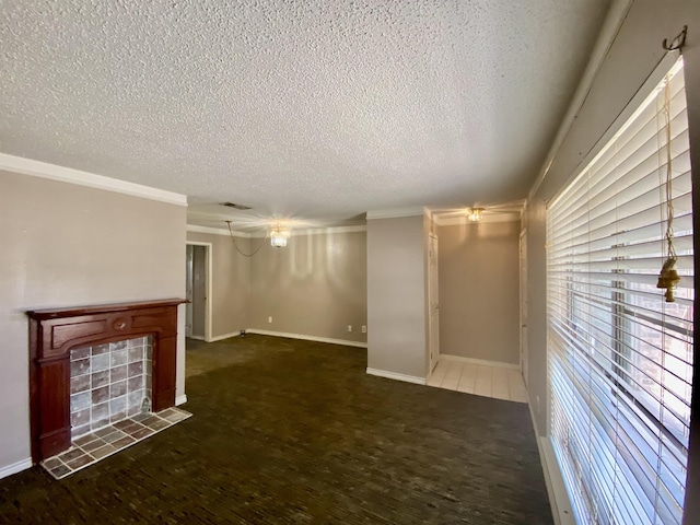 unfurnished living room with a textured ceiling