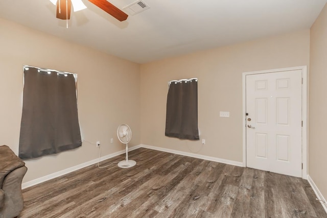 9205 Shepherd Dr, Beaumont, TX 77707 - spare room featuring wood finished floors, ceiling fan, and baseboards